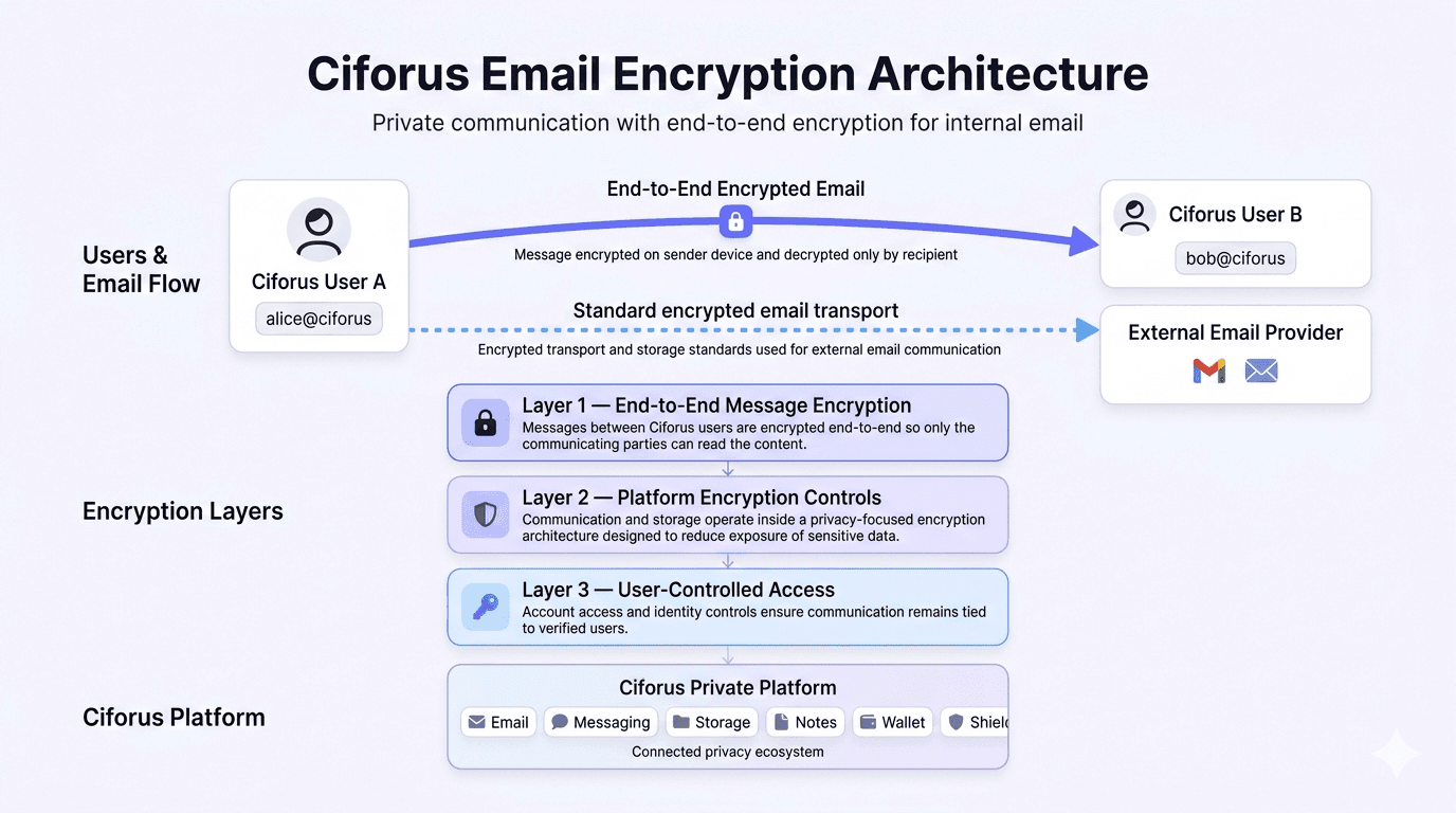Ciforus Email encryption architecture diagram