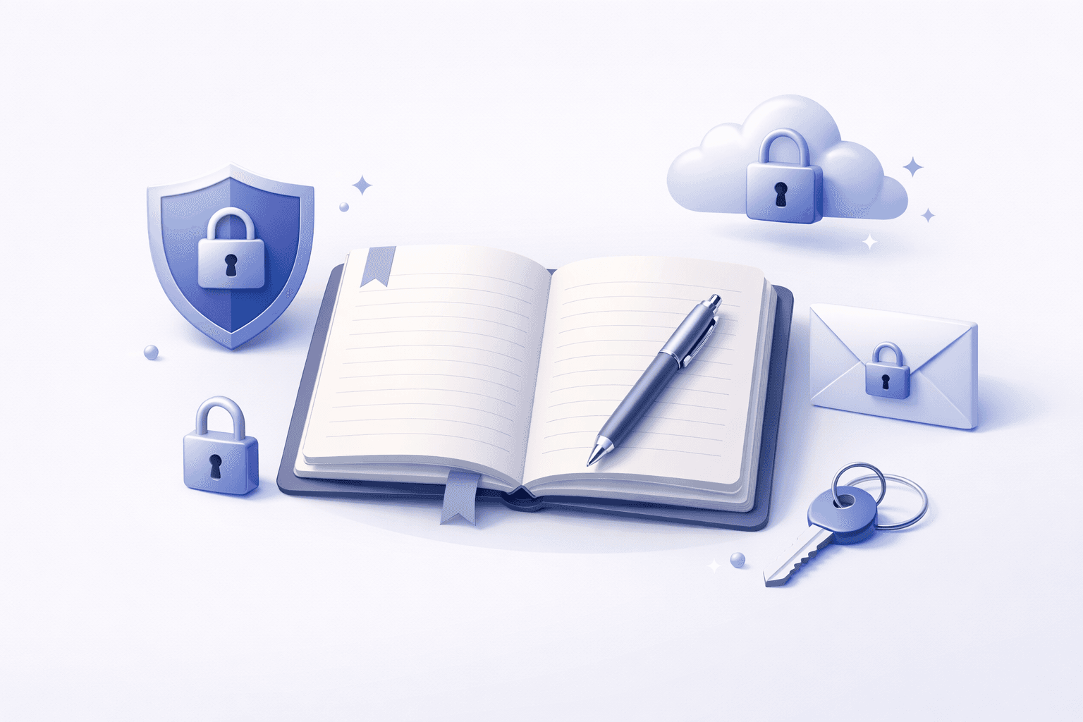 Concept visual of private encrypted note-taking