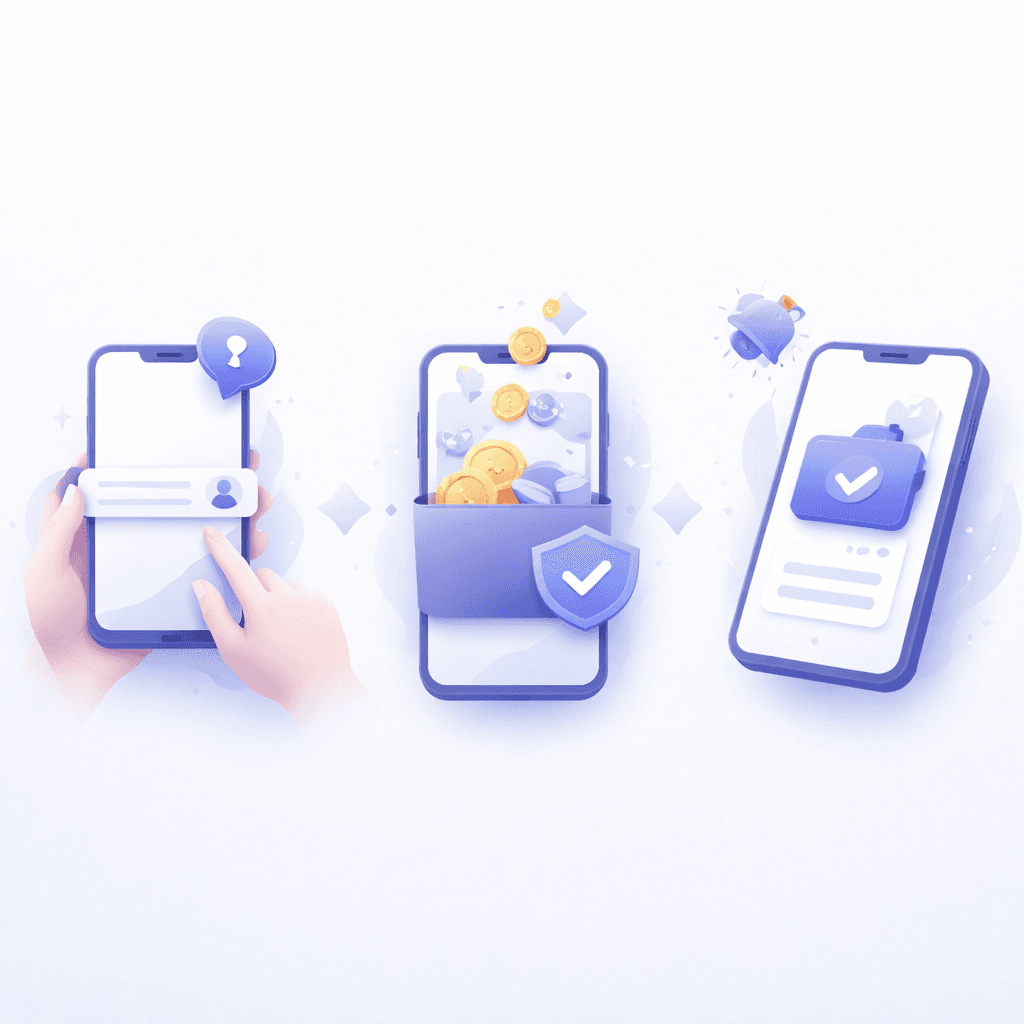 Concept visual for direct crypto payment link flow