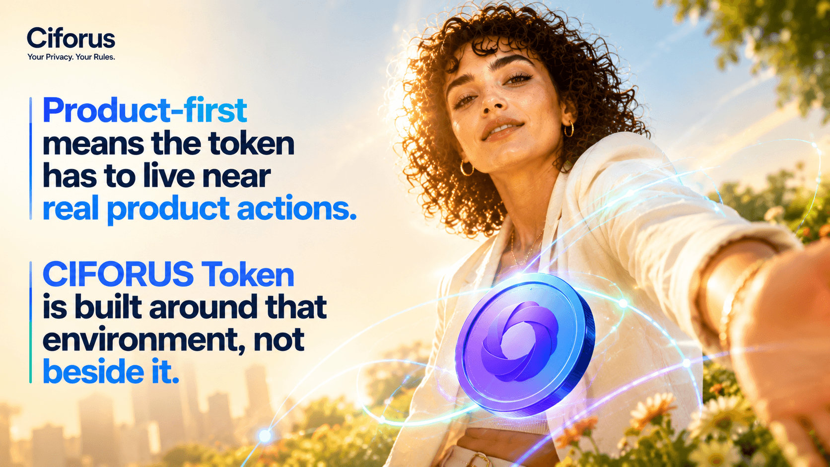 Ciforus infographic connecting product actions to CIFORUS token context